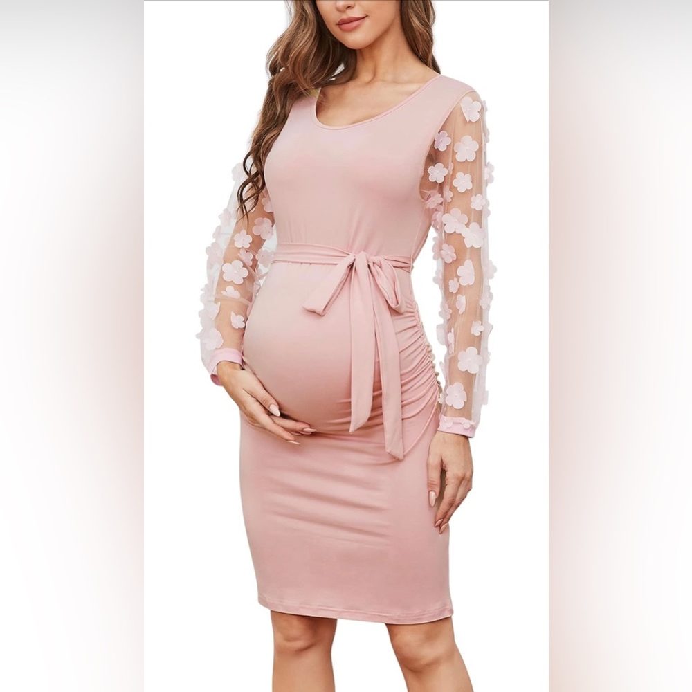 Floral Mesh Maternity Dress